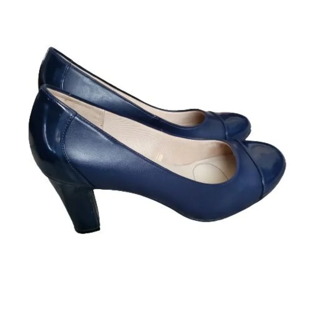 Life Stride Women's Simply Comfort  CAJUN Cap Toe Pumps Navy Blue Size 10M